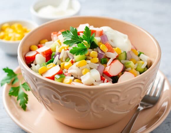 Крабовый салат с кукурузой: сколько калорий в любимом блюде