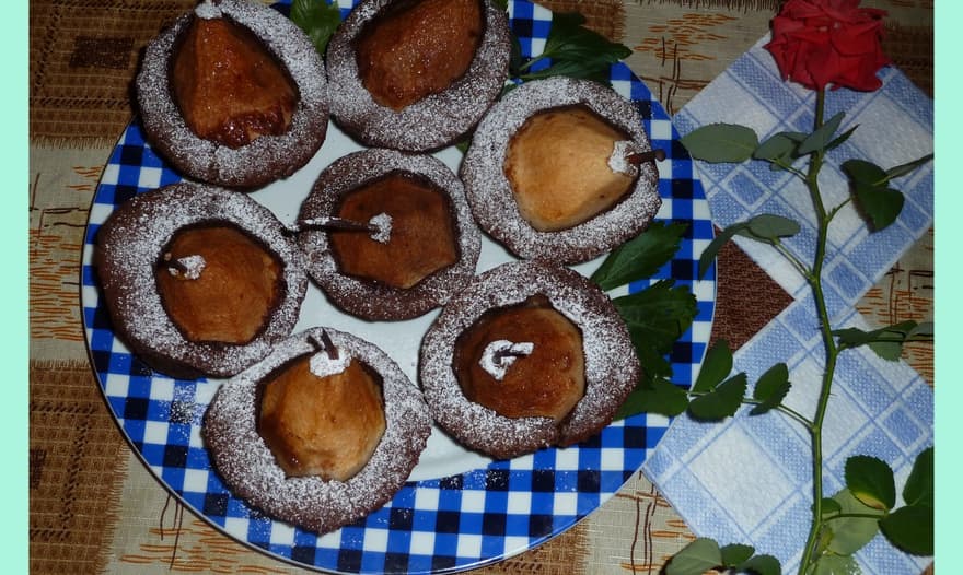 Груши в шоколадном кексе