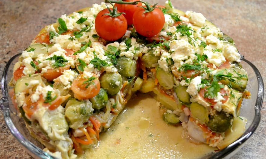 Запеканка с овощами и рыбой