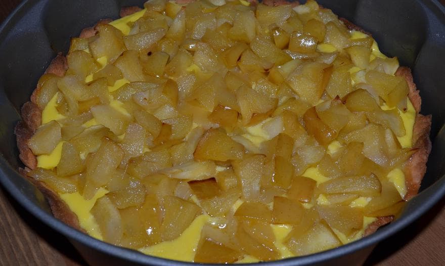 Песочный творожник с яблочной начинкой