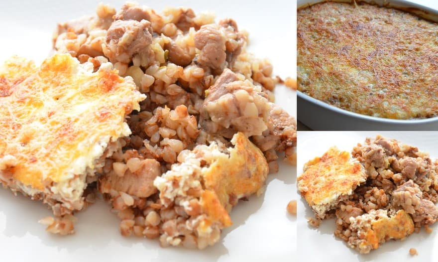 Гречневая запеканка с курицей и грибами 