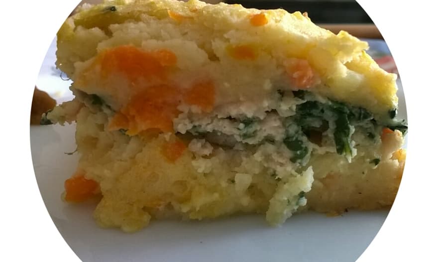 Картофельная запеканка с курицей и шпинатом