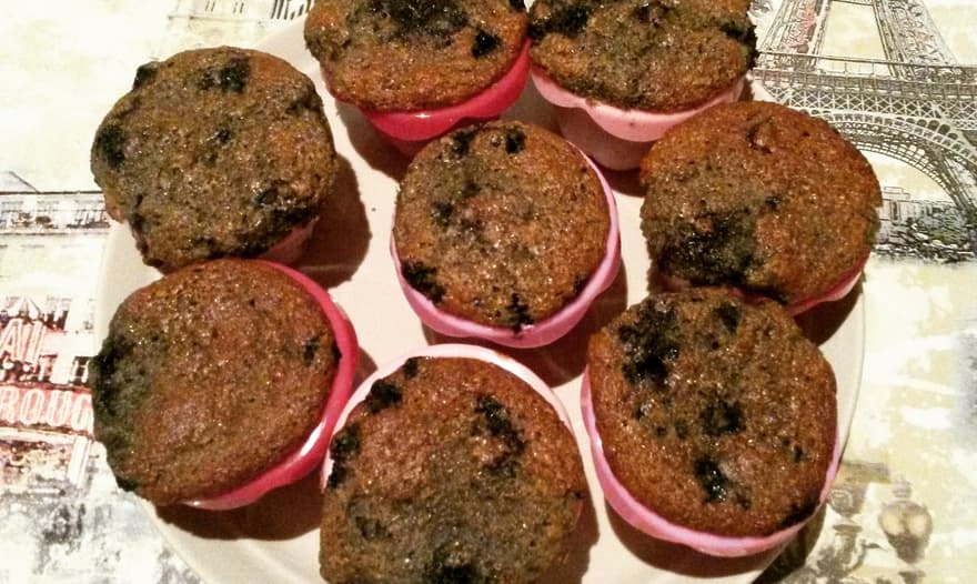 Маффины "Здоровье" с цельнозерновой мукой и черникой