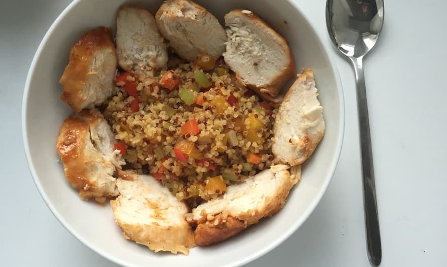 Булгур с овощами и курицей